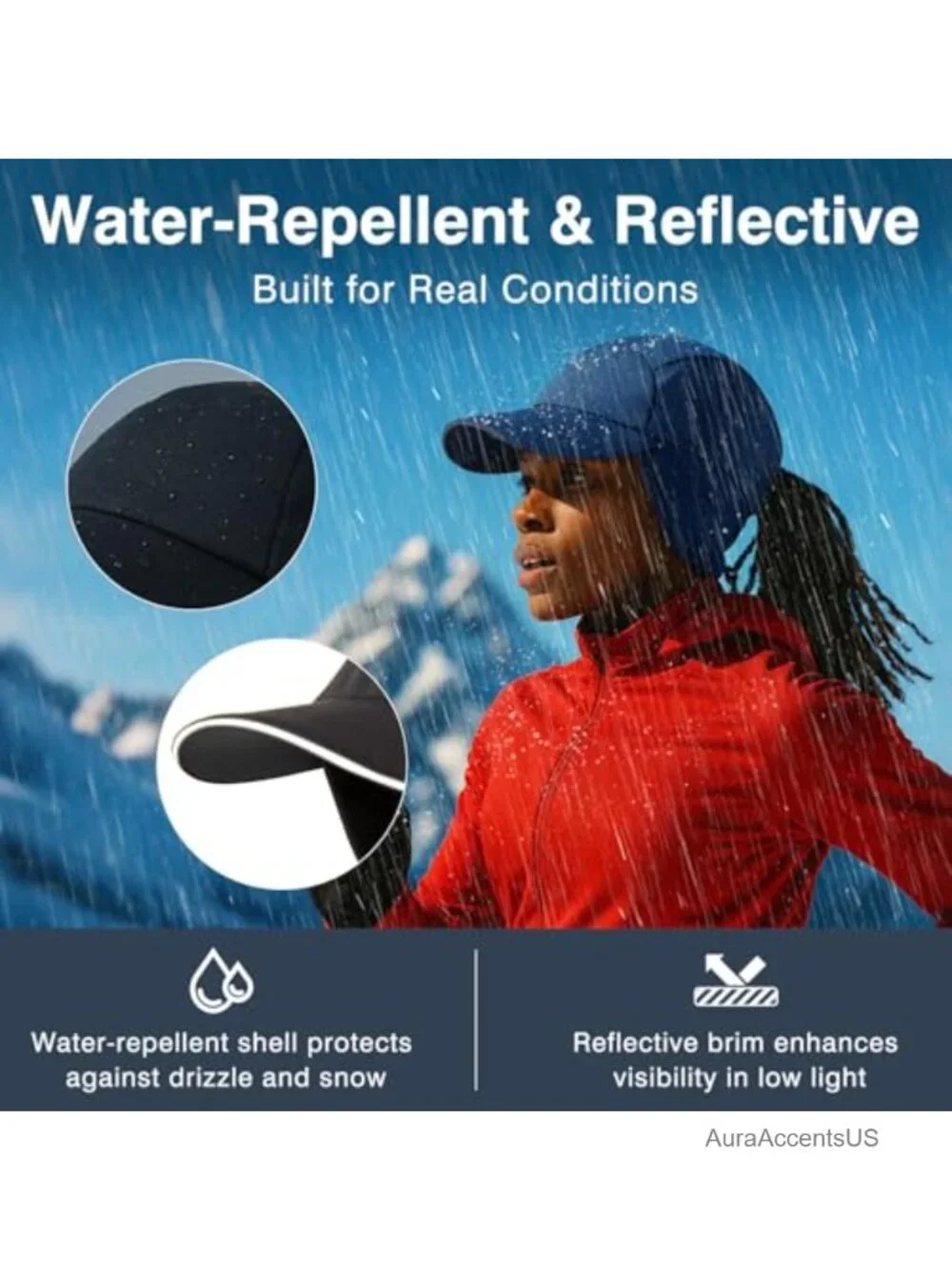 Fleece Ponytail Running Hat with Ear Flaps - Winter Cap for Women